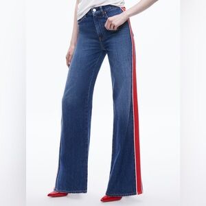 ALICE + OLIVIA “WEEZY” SIDE STRIPE JEAN